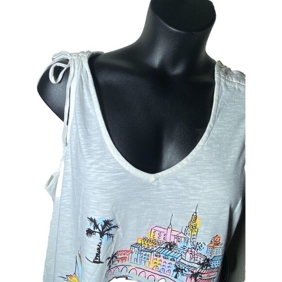 Casey Key Watercolor Size 1X Beach Seaside Vacation Lounge Tank Top Bling NWT - Picture 4 of 14